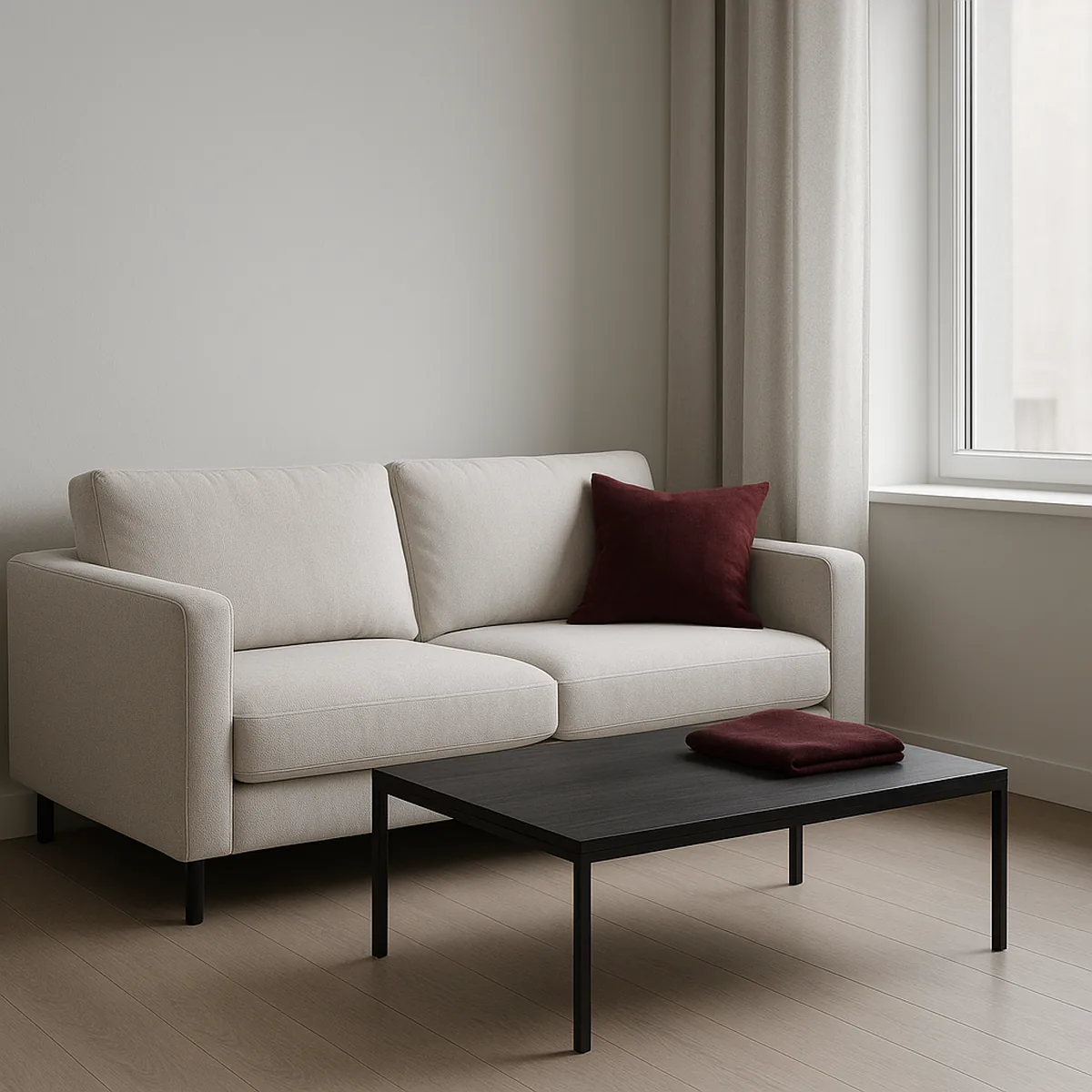 Quiet apartment living room in daylight